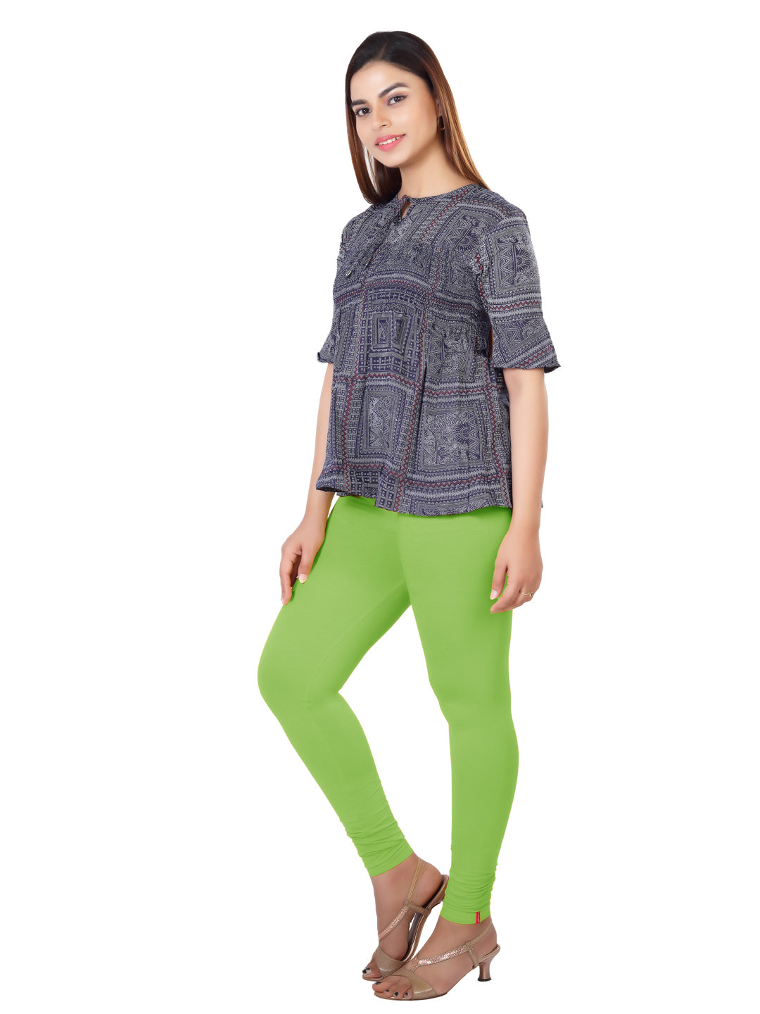 Naatiya Churidar Leggings - Parrot Green