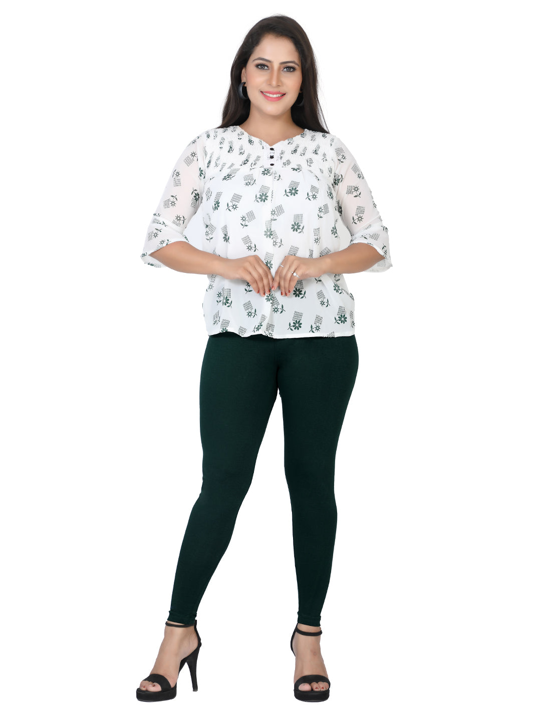 Naatiya Ankle Fit Leggings - Bottle Green