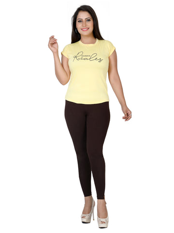 Naatiya Ankle Fit Leggings - Coffee Brown