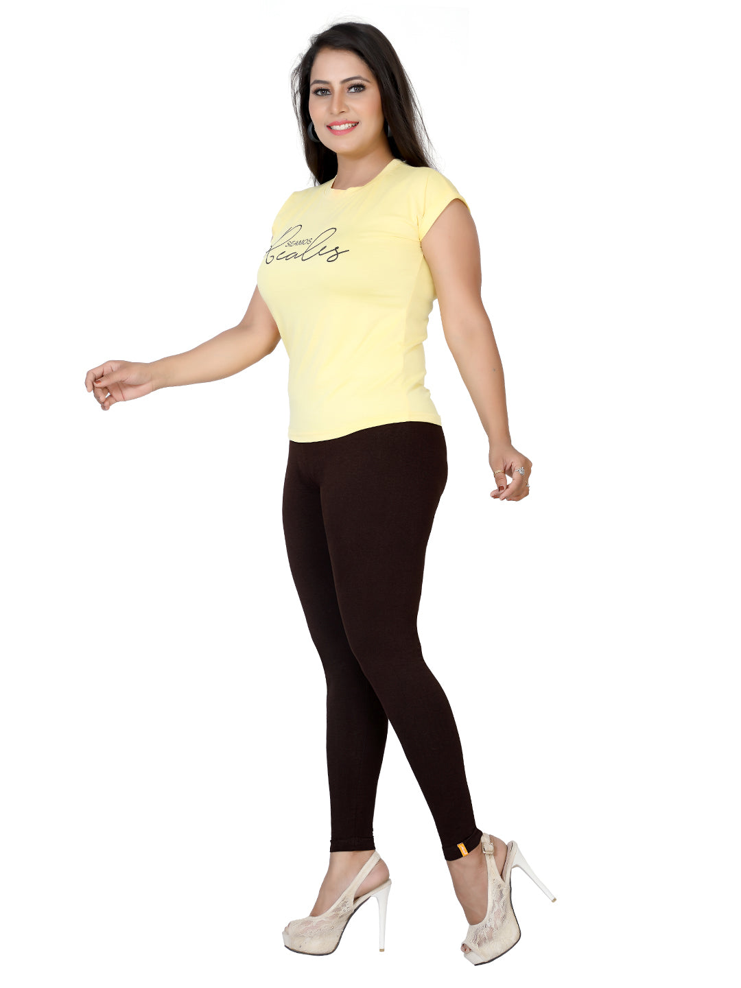 Naatiya Ankle Fit Leggings - Coffee Brown