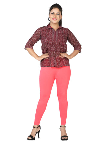 Naatiya Ankle Fit Leggings - Coral