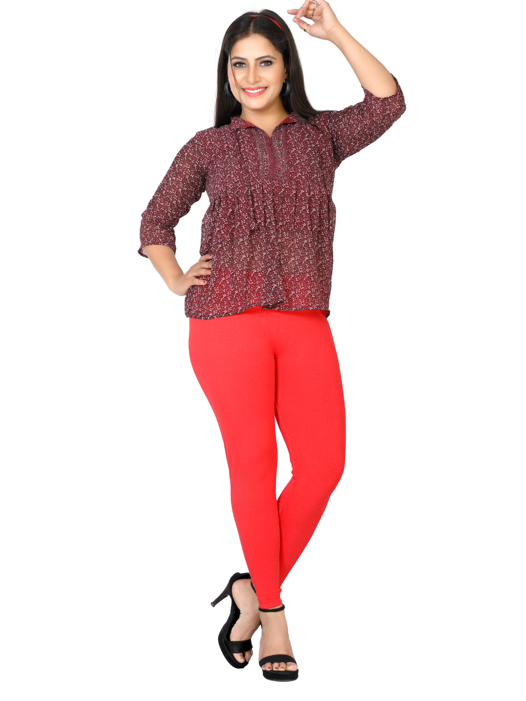 Naatiya Ankle Fit Leggings - Dark Coral