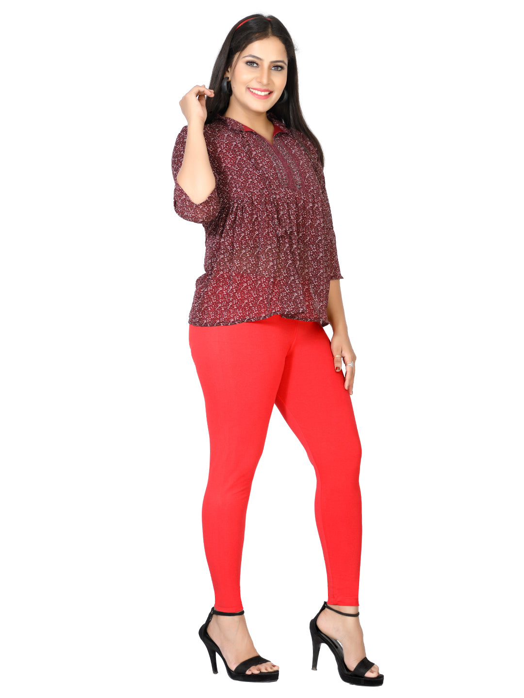 Naatiya Ankle Fit Leggings - Dark Coral