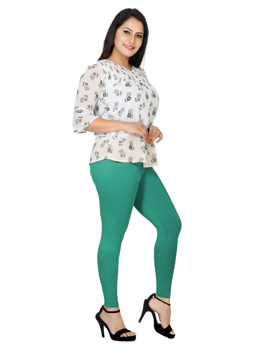 Naatiya Ankle Fit Leggings - Emerald