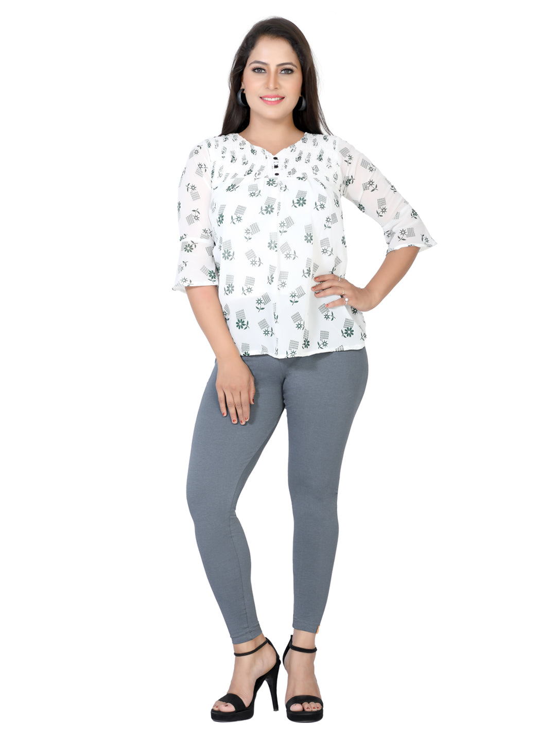 Naatiya Ankle Fit Leggings - New Grey