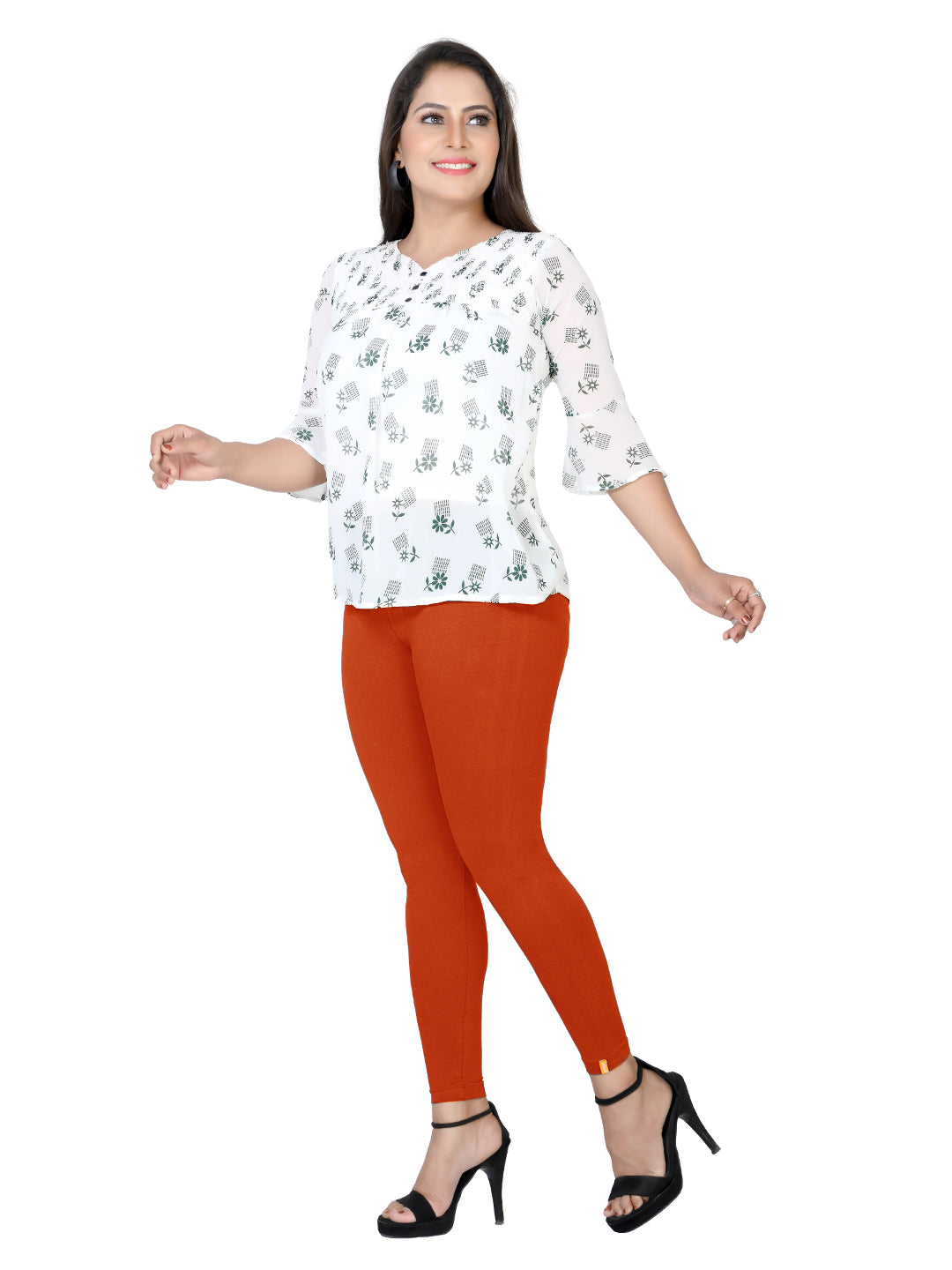 Naatiya Ankle Fit Leggings - Papaya