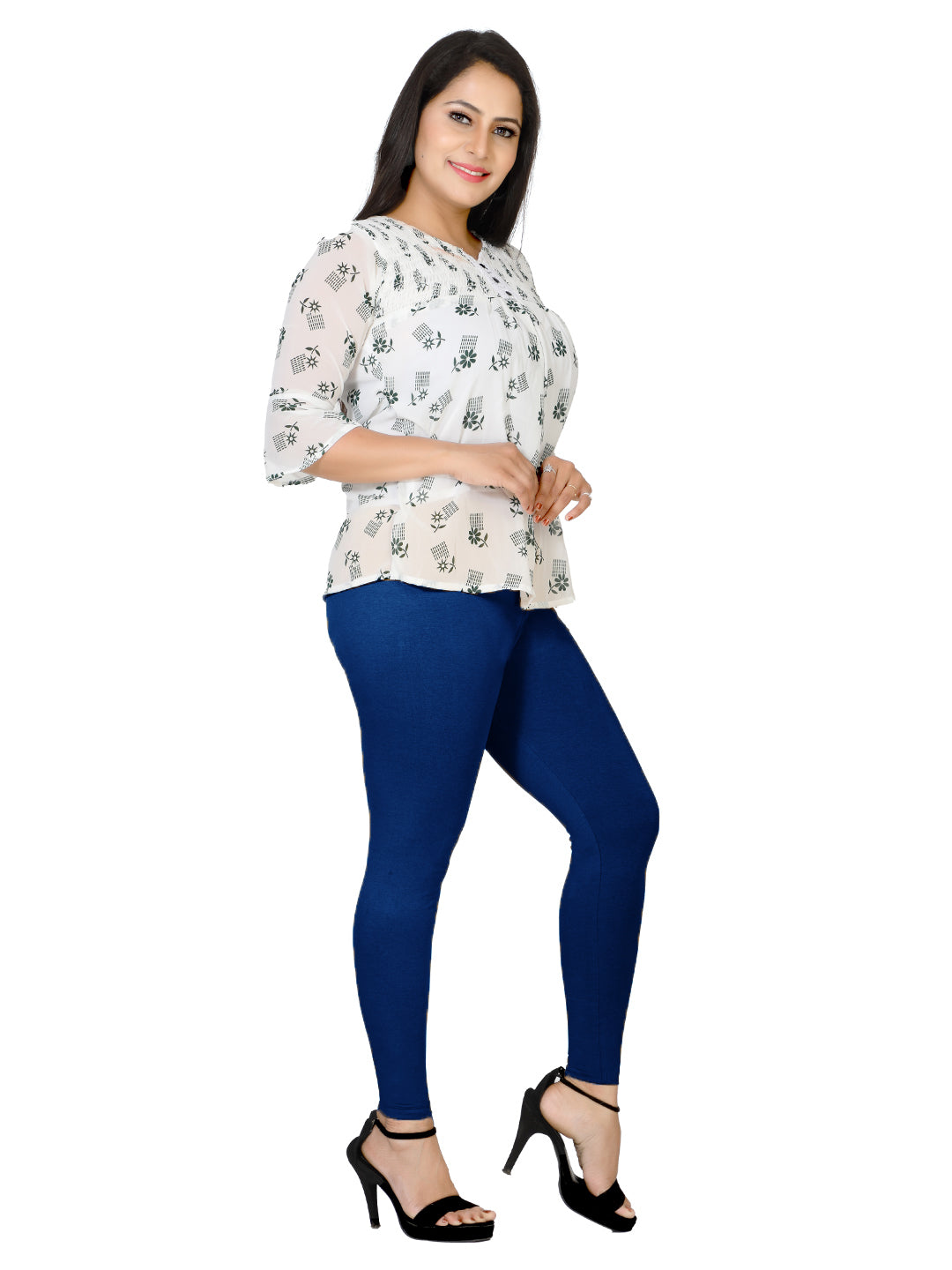 Naatiya Ankle Fit Leggings - Pepsi Blue