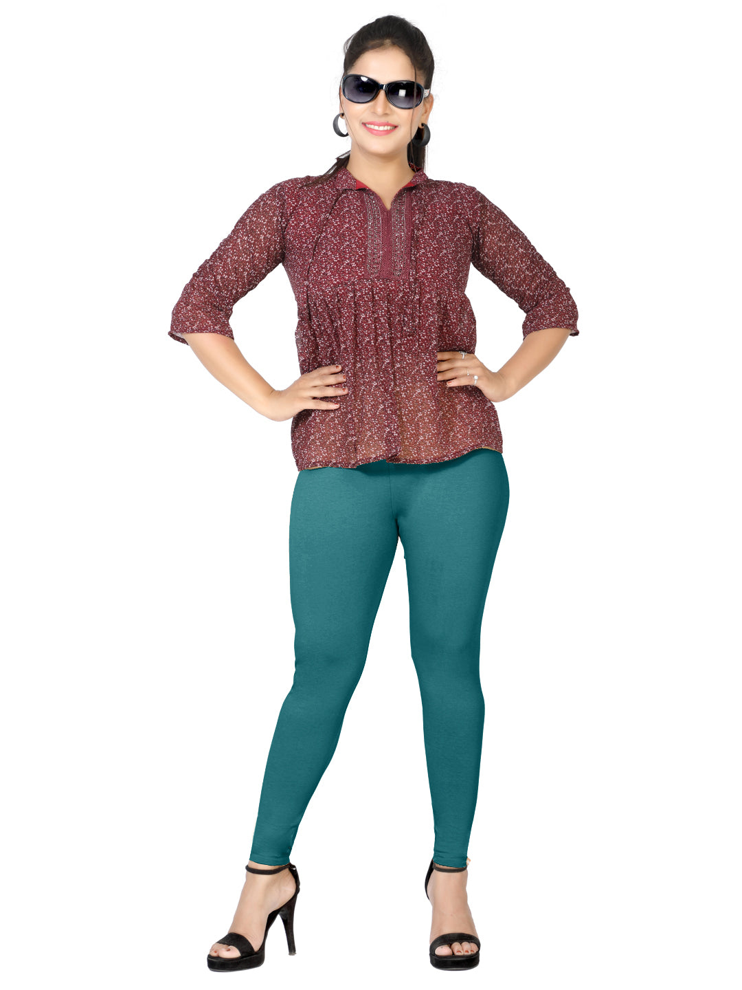 Naatiya Ankle Fit Leggings - Petrol