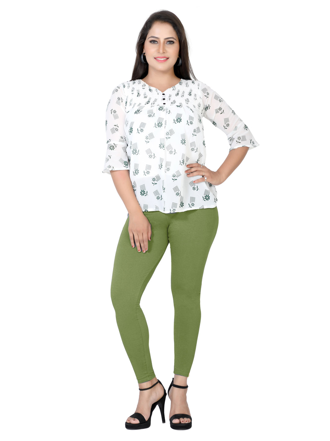 Naatiya Ankle Fit Leggings - R Green