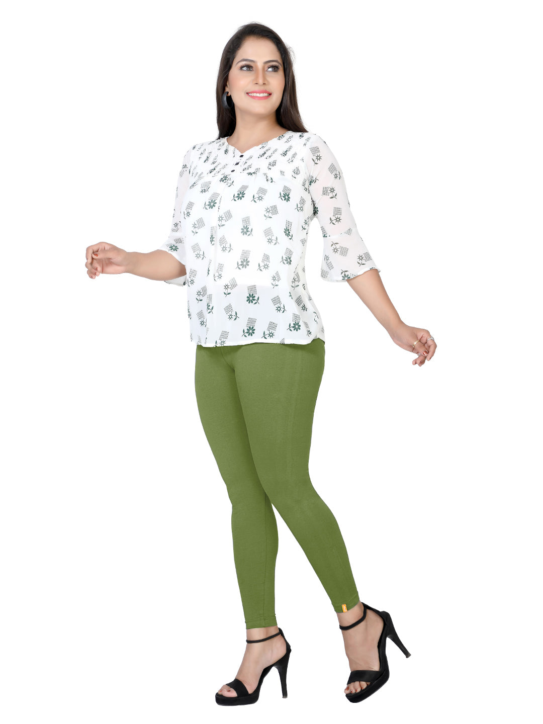 Naatiya Ankle Fit Leggings - R Green