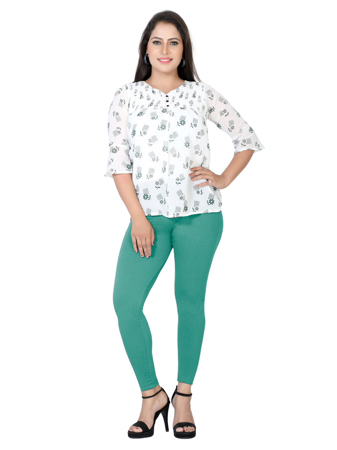 Naatiya Ankle Fit Leggings - Rama Green