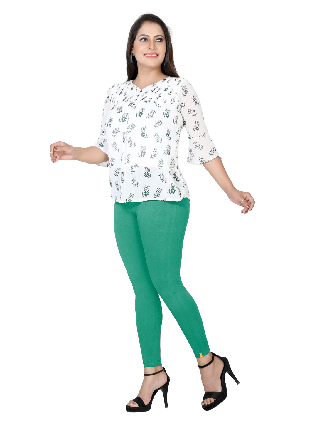 Naatiya Ankle Fit Leggings - Rama Green