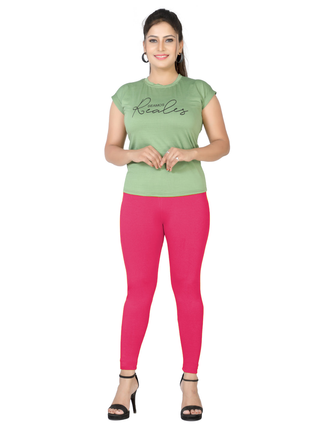 Naatiya Ankle Fit Leggings - Strawberry