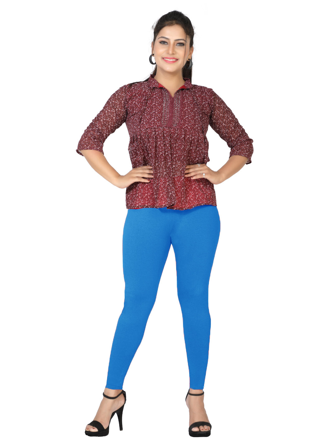 Naatiya Ankle Fit Leggings - T- Blue